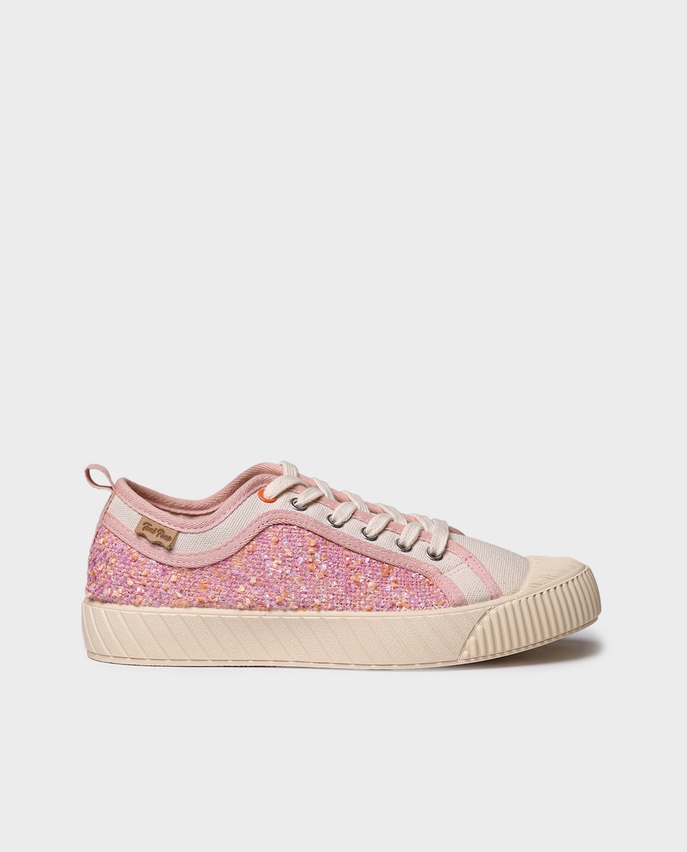 Zapatillas de mujer de algodón con cordones - Toni Pons - Rosa Rosa-1