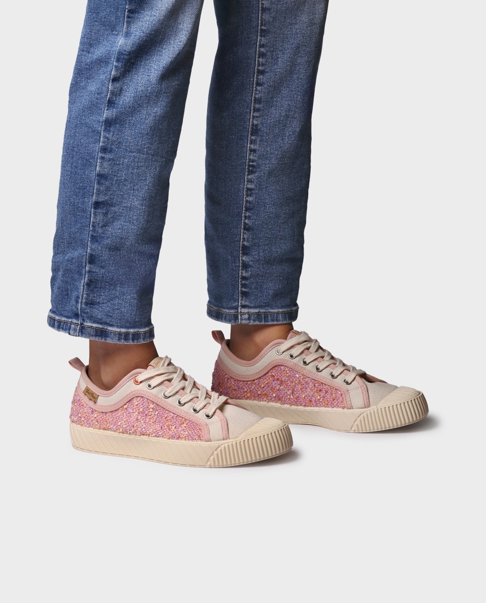 Zapatillas de mujer de algodón con cordones - Toni Pons - Rosa Rosa-2