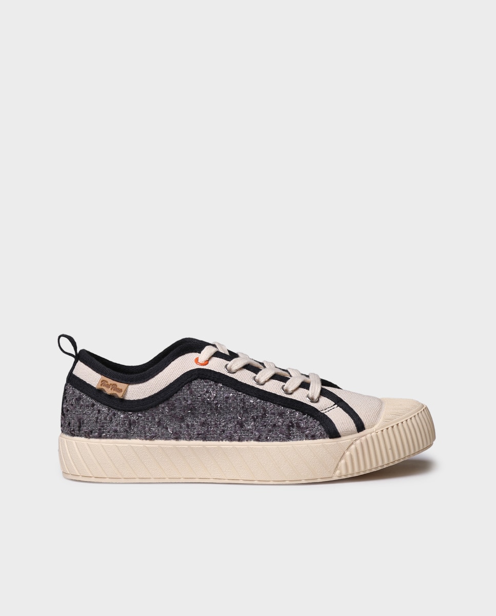 Zapatillas de mujer de algodón con cordones - Toni Pons - Negro Negro-1