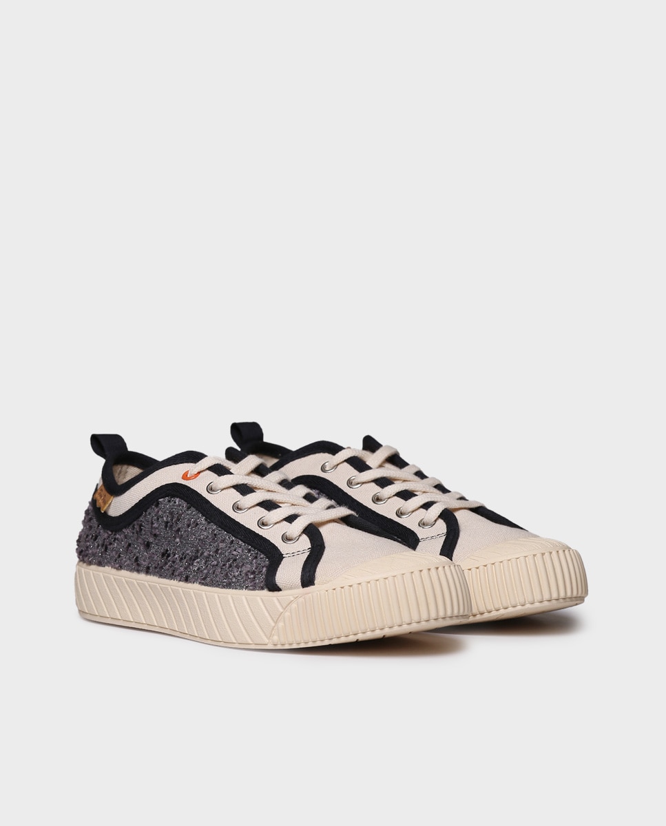 Zapatillas de mujer de algodón con cordones - Toni Pons - Negro Negro-4