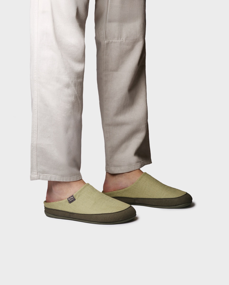 Zapatillas de casa de hombre tipo zueco de tejido - Toni Pons - Verde Verde-2
