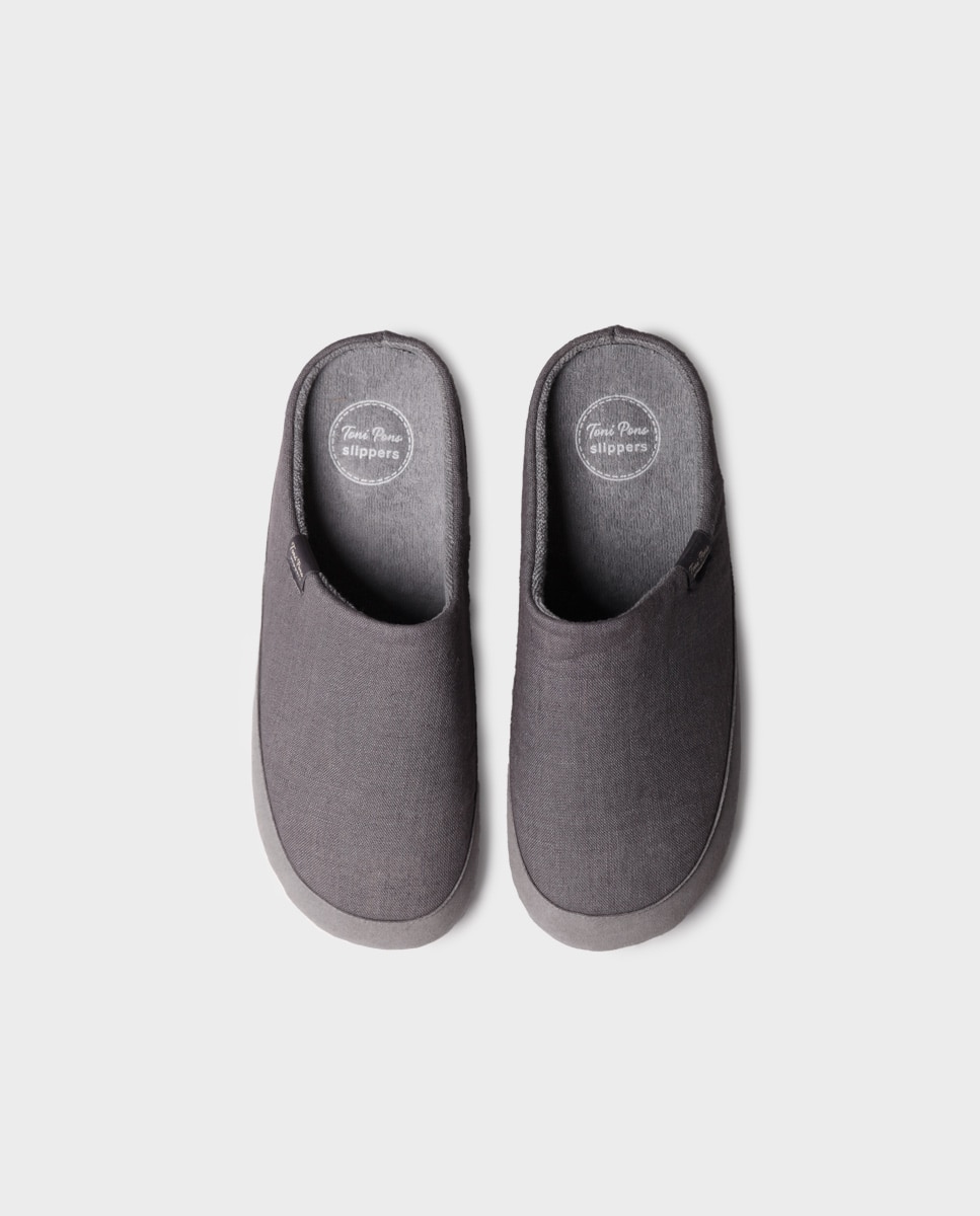 Zapatillas de casa de hombre tipo zueco de tejido - Toni Pons - Gris Gris-3