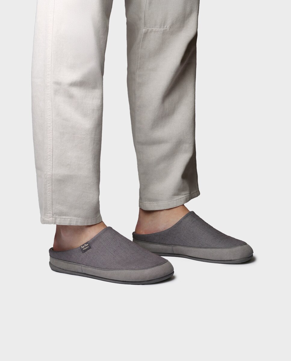 Zapatillas de casa de hombre tipo zueco de tejido - Toni Pons - Gris Gris-2