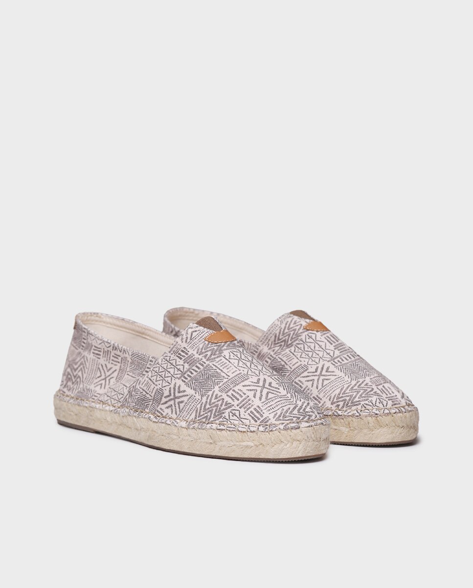Alpargatas planas de mujer de tejido estampado - Toni Pons - Beige Beige-4