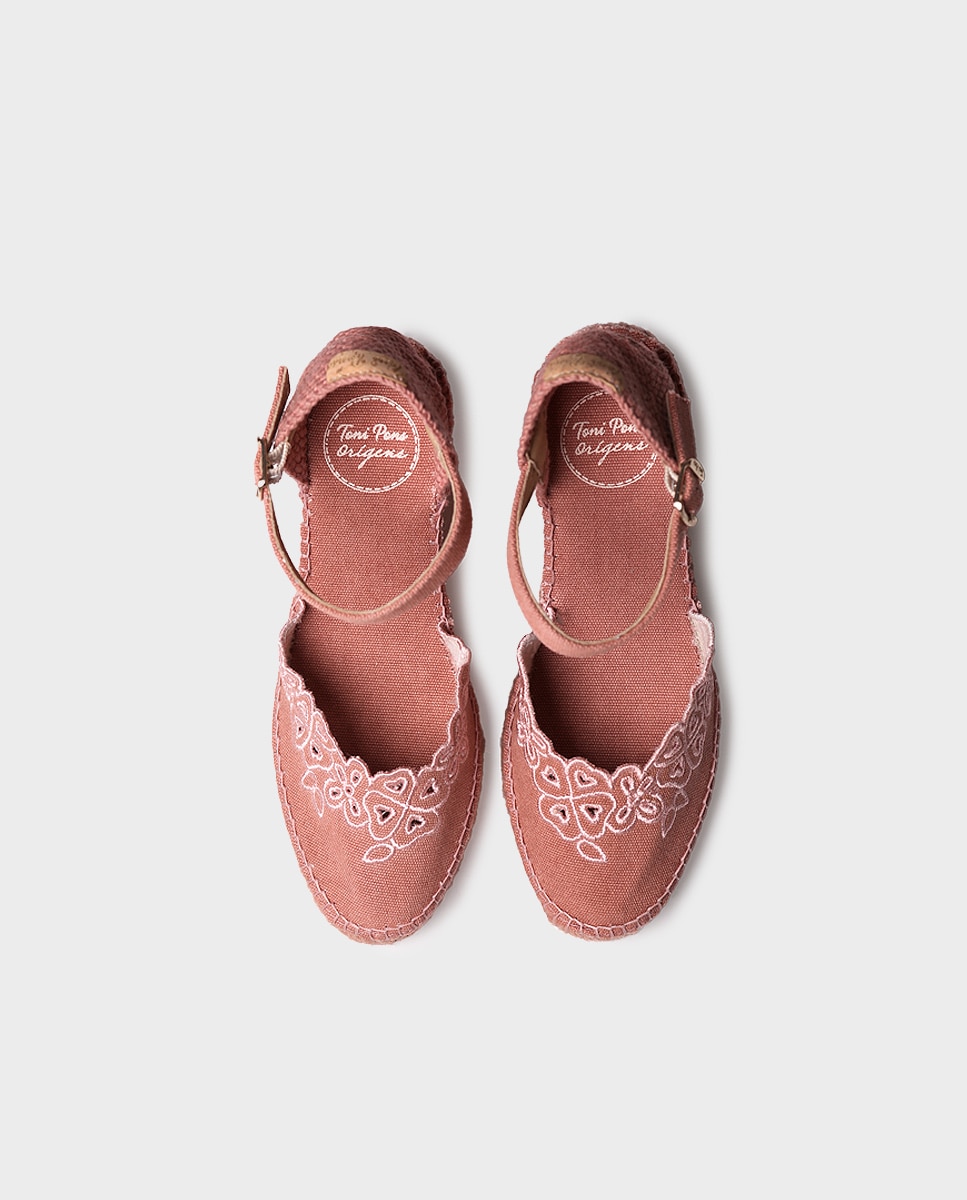 Alpargatas de cuña de mujer de algodón con habilla - Toni Pons - Rosa Rosa-3