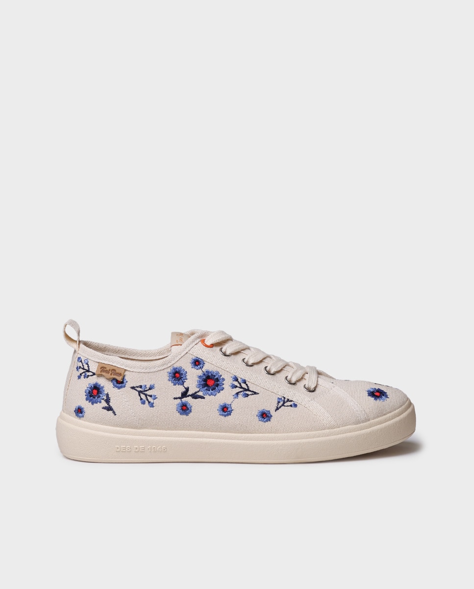 Zapatillas de mujer de algodón con cordones - Toni Pons - Crudo Crudo-1