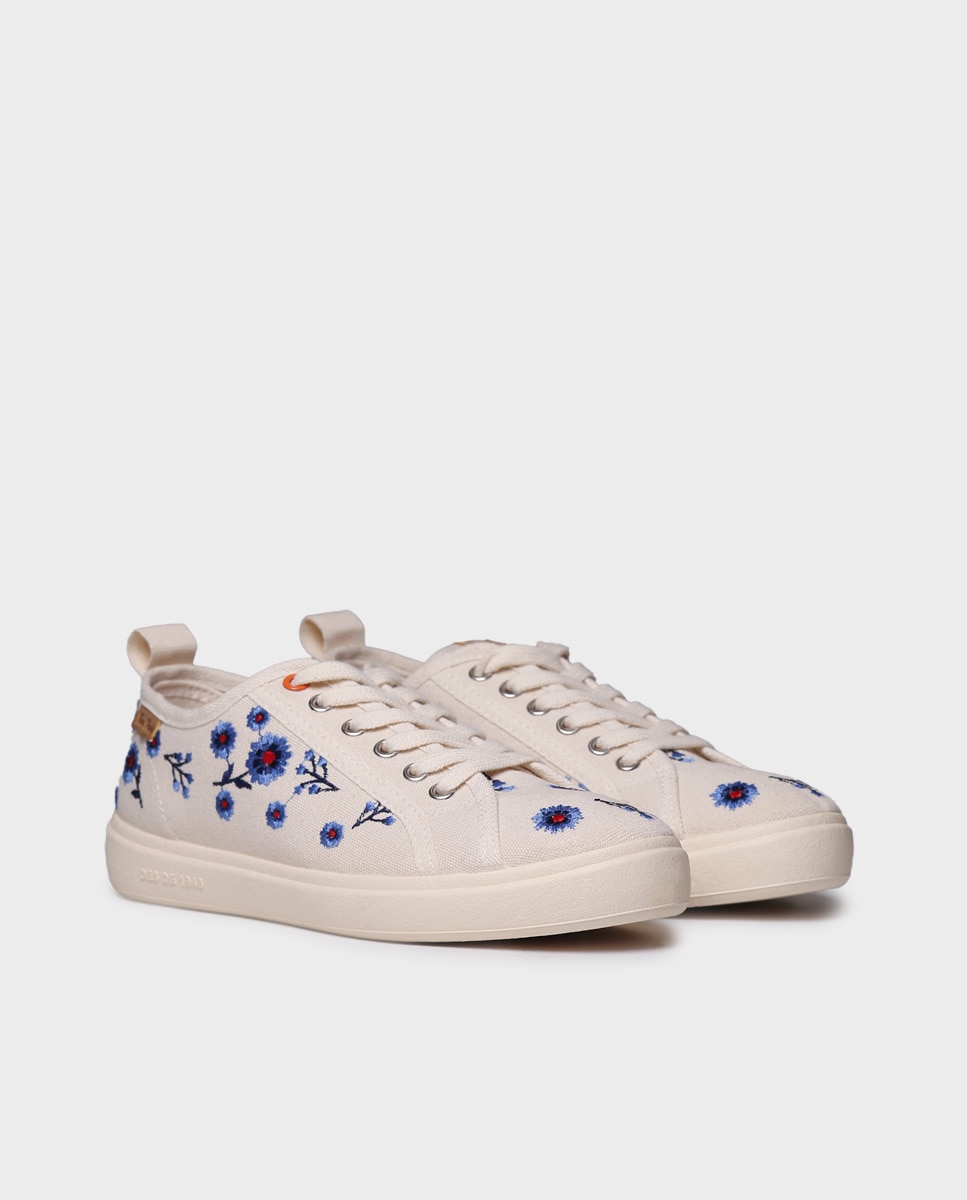 Zapatillas de mujer de algodón con cordones - Toni Pons - Crudo Crudo-4
