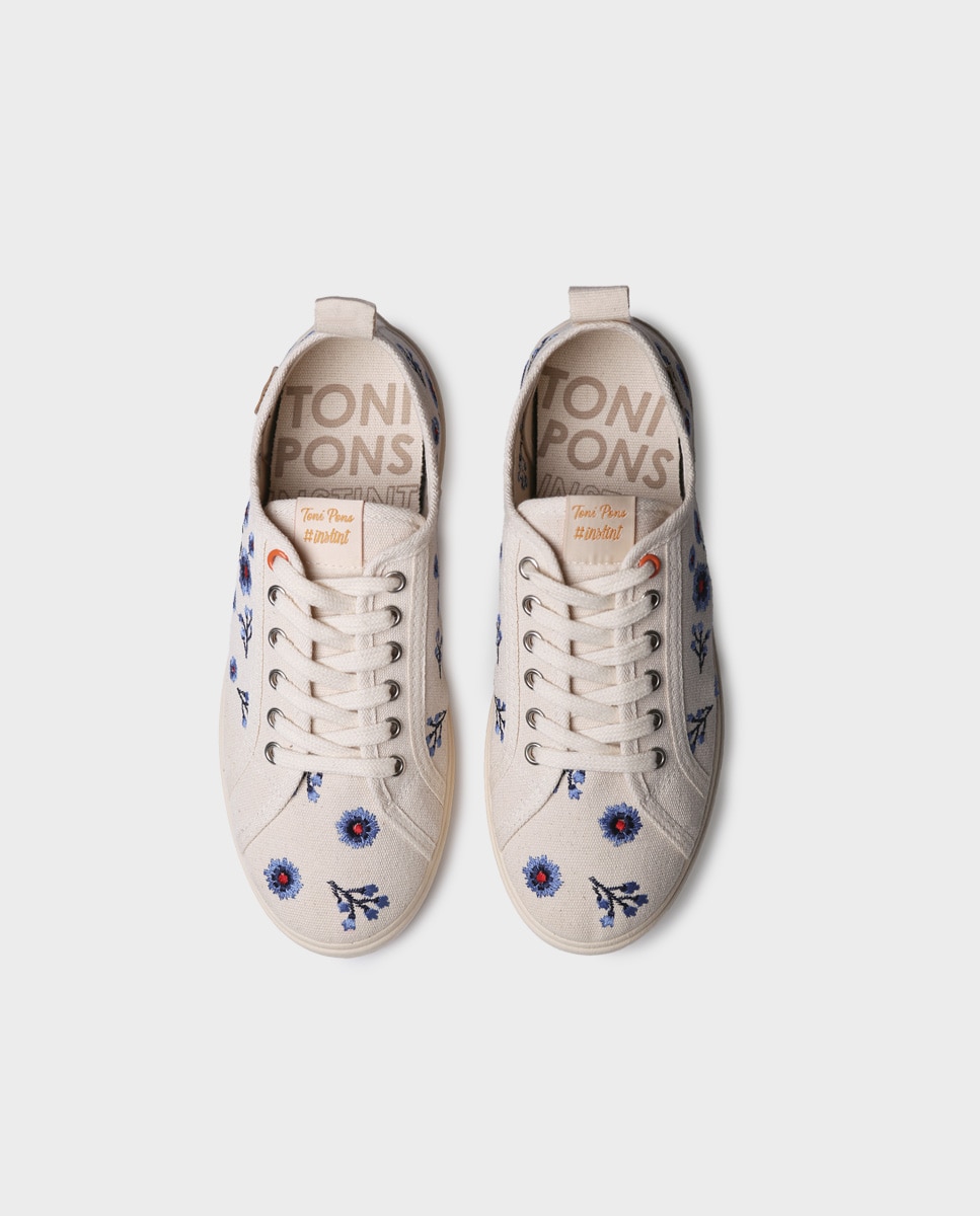 Zapatillas de mujer de algodón con cordones - Toni Pons - Crudo Crudo-3