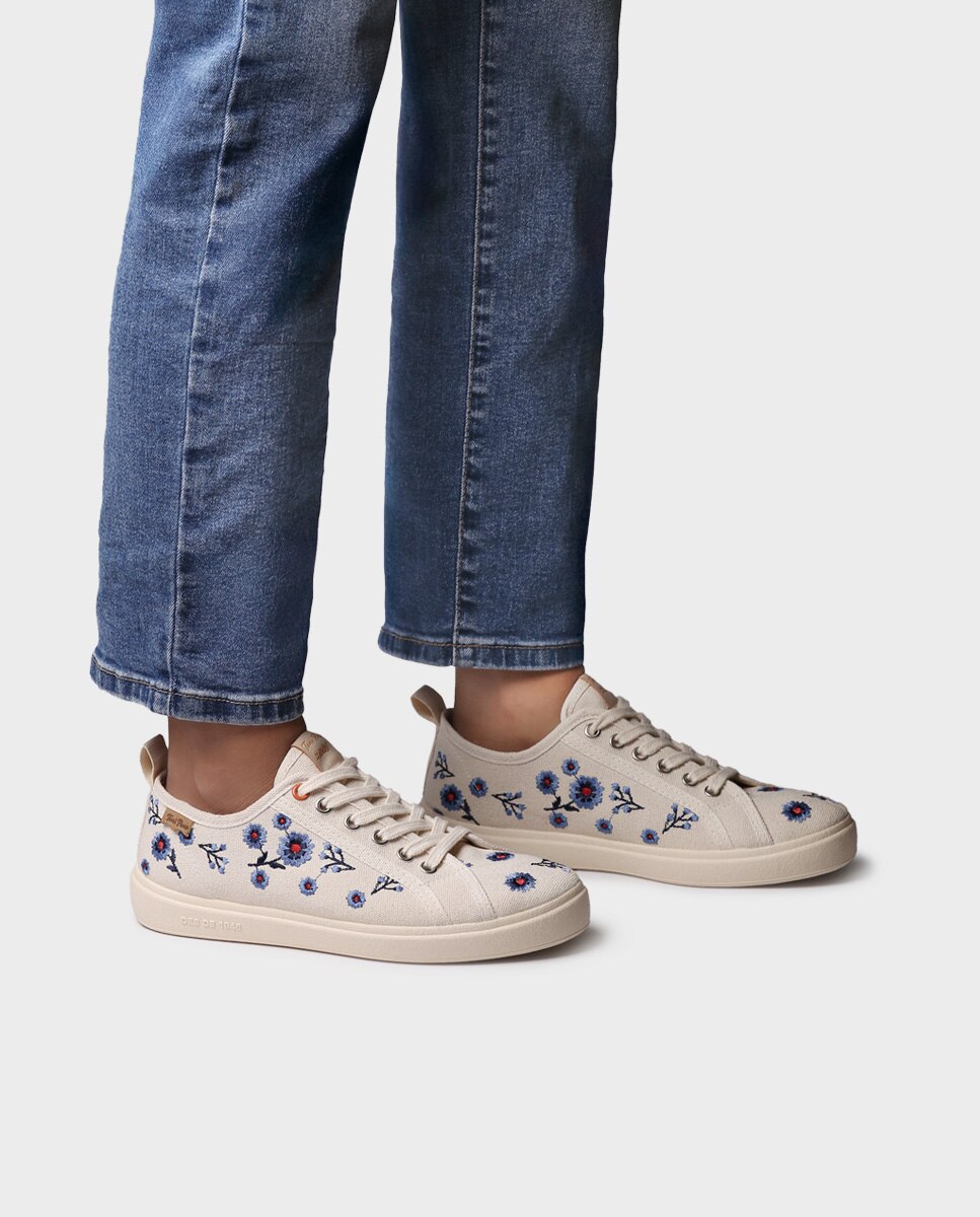 Zapatillas de mujer de algodón con cordones - Toni Pons - Crudo Crudo-2