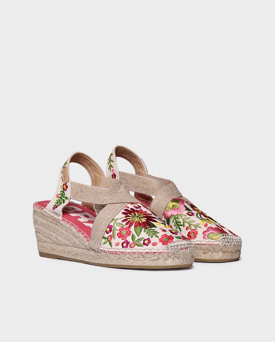 Alpargatas planas de mujer estampadas con elásticos - Toni Pons - Rosa Rosa-4