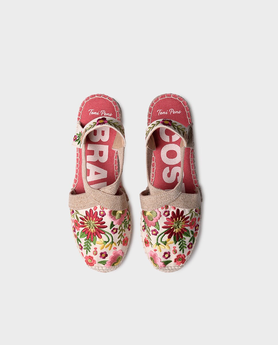 Alpargatas planas de mujer estampadas con elásticos - Toni Pons - Rosa Rosa-3