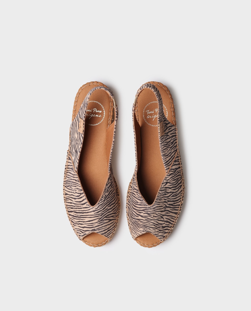 Alpargatas de cuña de mujer de piel con elástico - Toni Pons - Gris Gris-3
