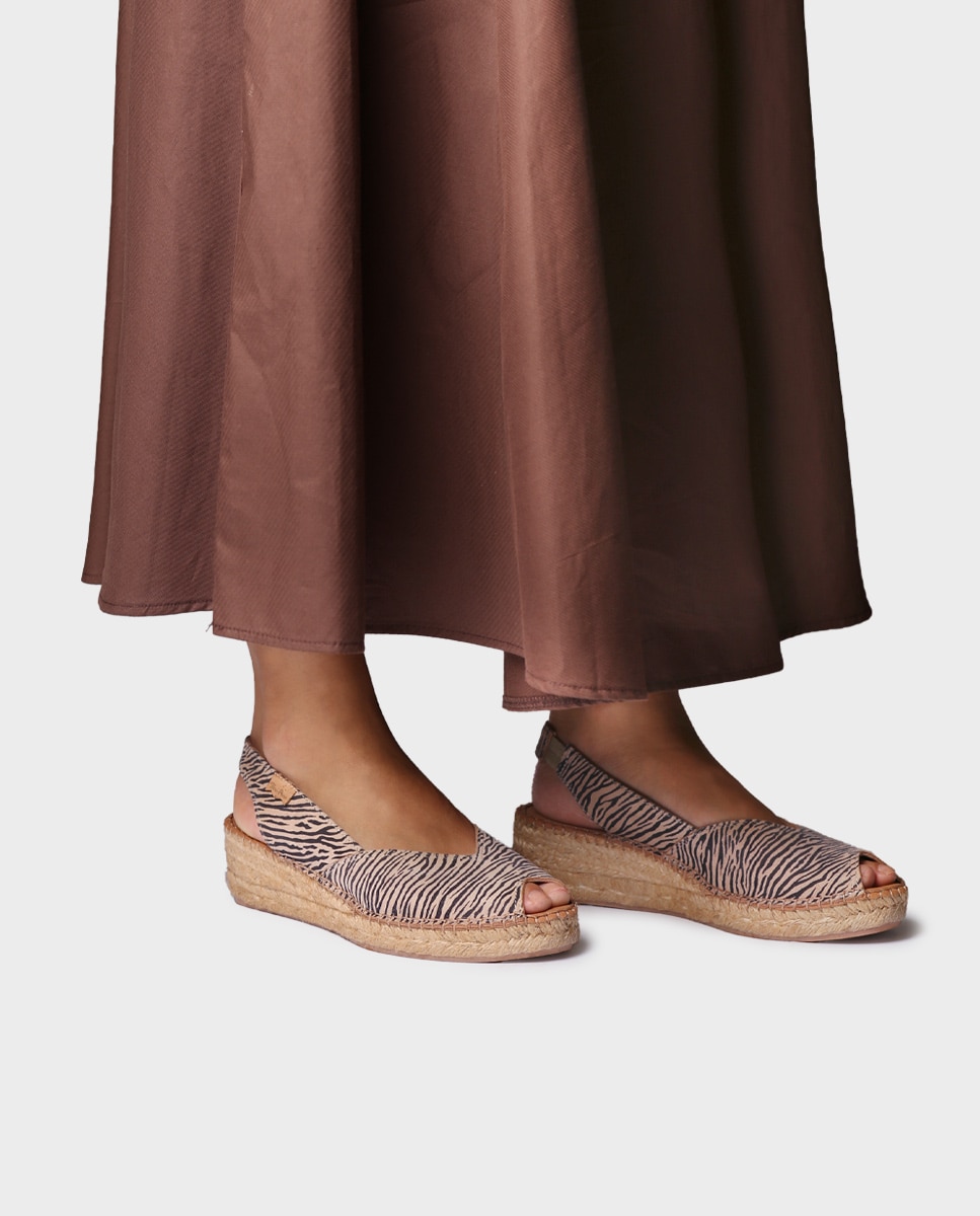 Alpargatas de cuña de mujer de piel con elástico - Toni Pons - Gris Gris-2