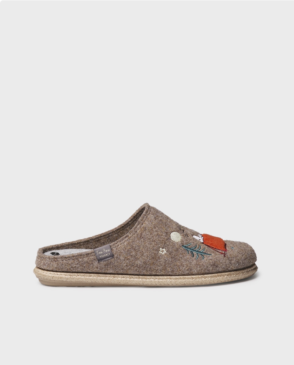 Imagen 0 de Zapatillas de casa de hombre de fieltro de snoopy Beige
