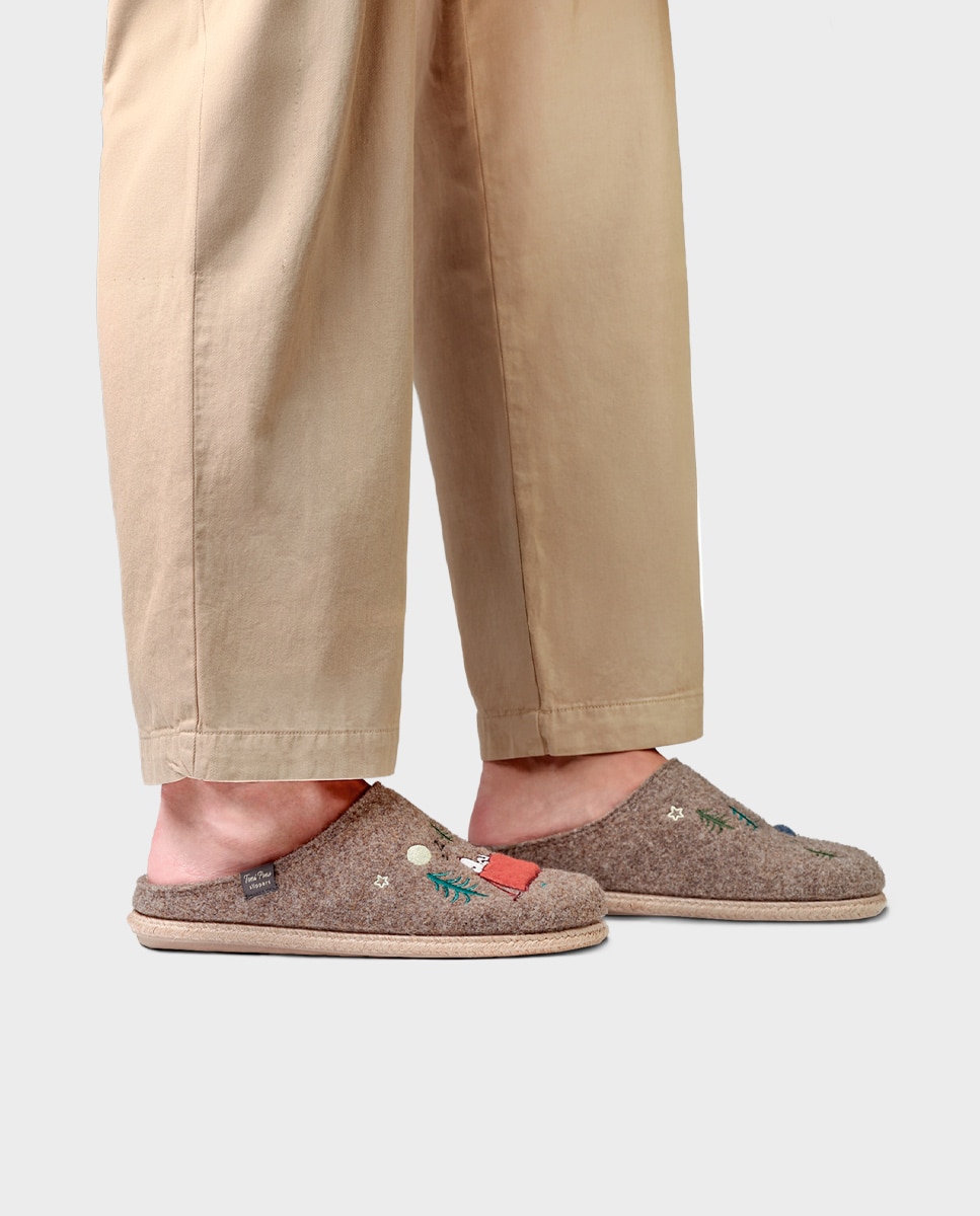Zapatillas de casa de hombre de fieltro de snoopy - Toni Pons - Beige Beige-2