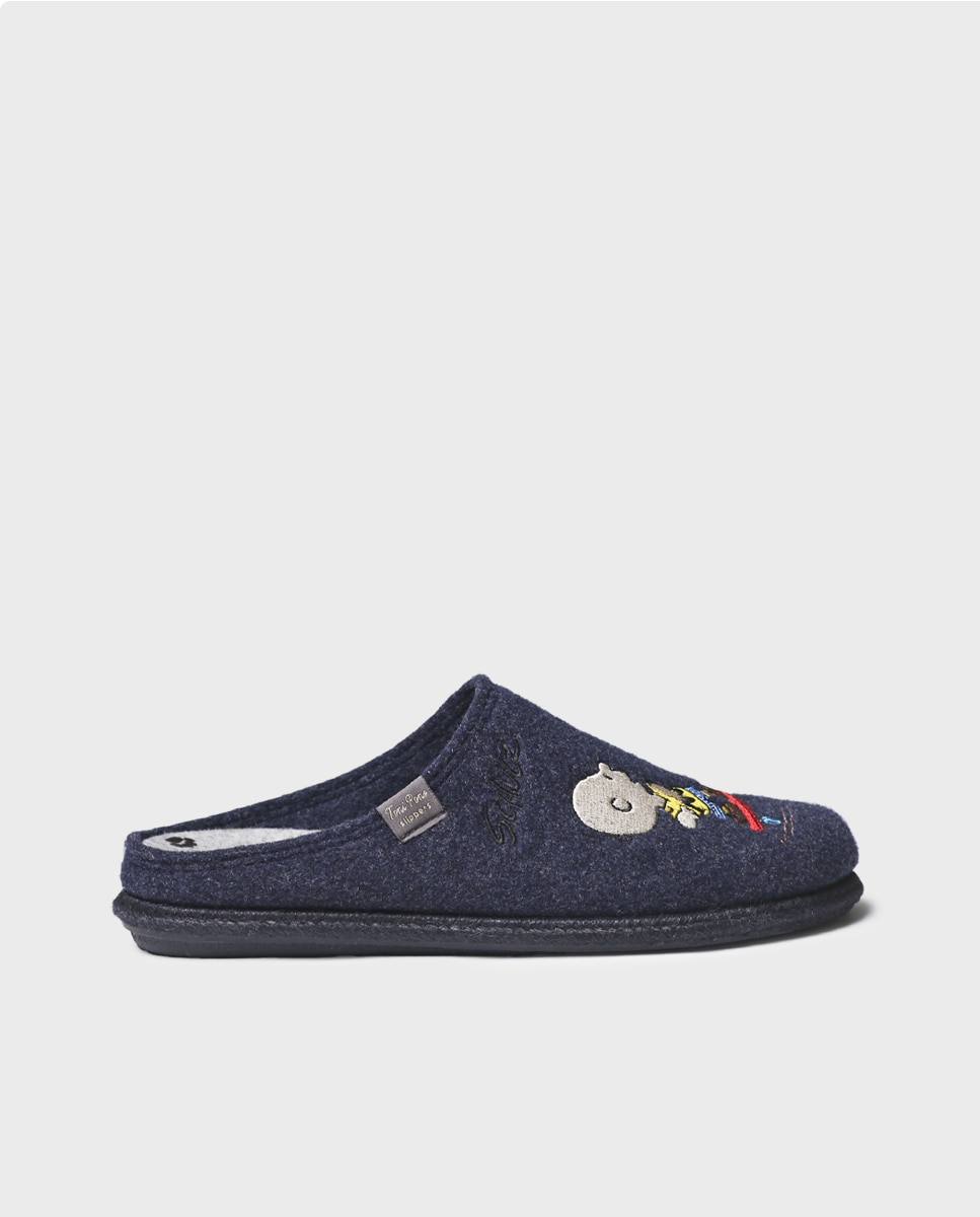 Imagen 0 de Zapatillas de casa de hombre de fieltro de snoopy Azul marino
