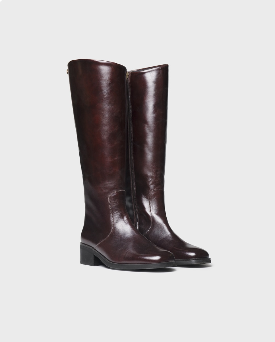 Botas altas de mujer de piel con cremallera - Toni Pons - Marrón Marrón-2