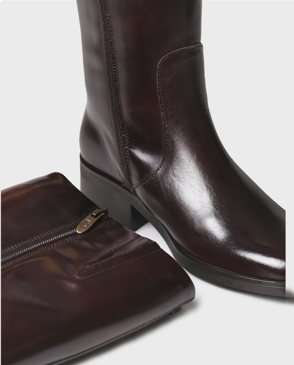 Botas altas de mujer de piel con cremallera - Toni Pons - Marrón Marrón-4