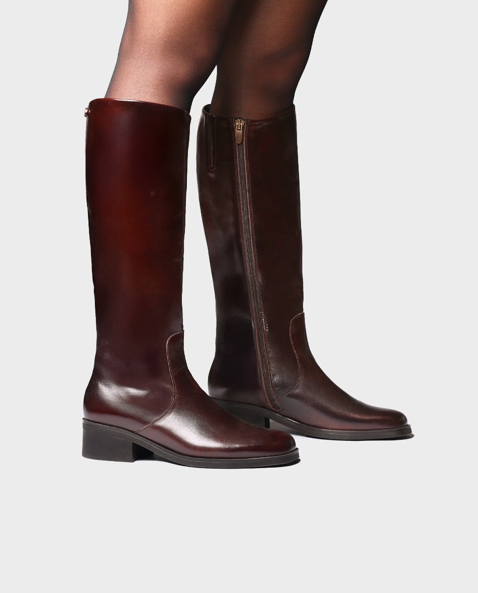 Botas altas de mujer de piel con cremallera - Toni Pons - Marrón Marrón-3
