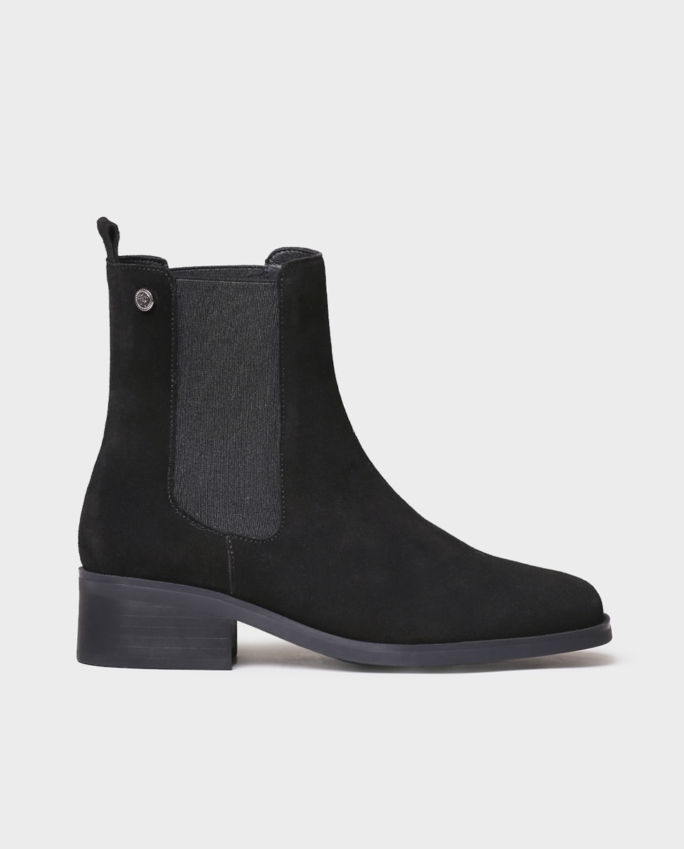 Botines chelsea de mujer de serraje con elásticos - Toni Pons - Negro Negro-1