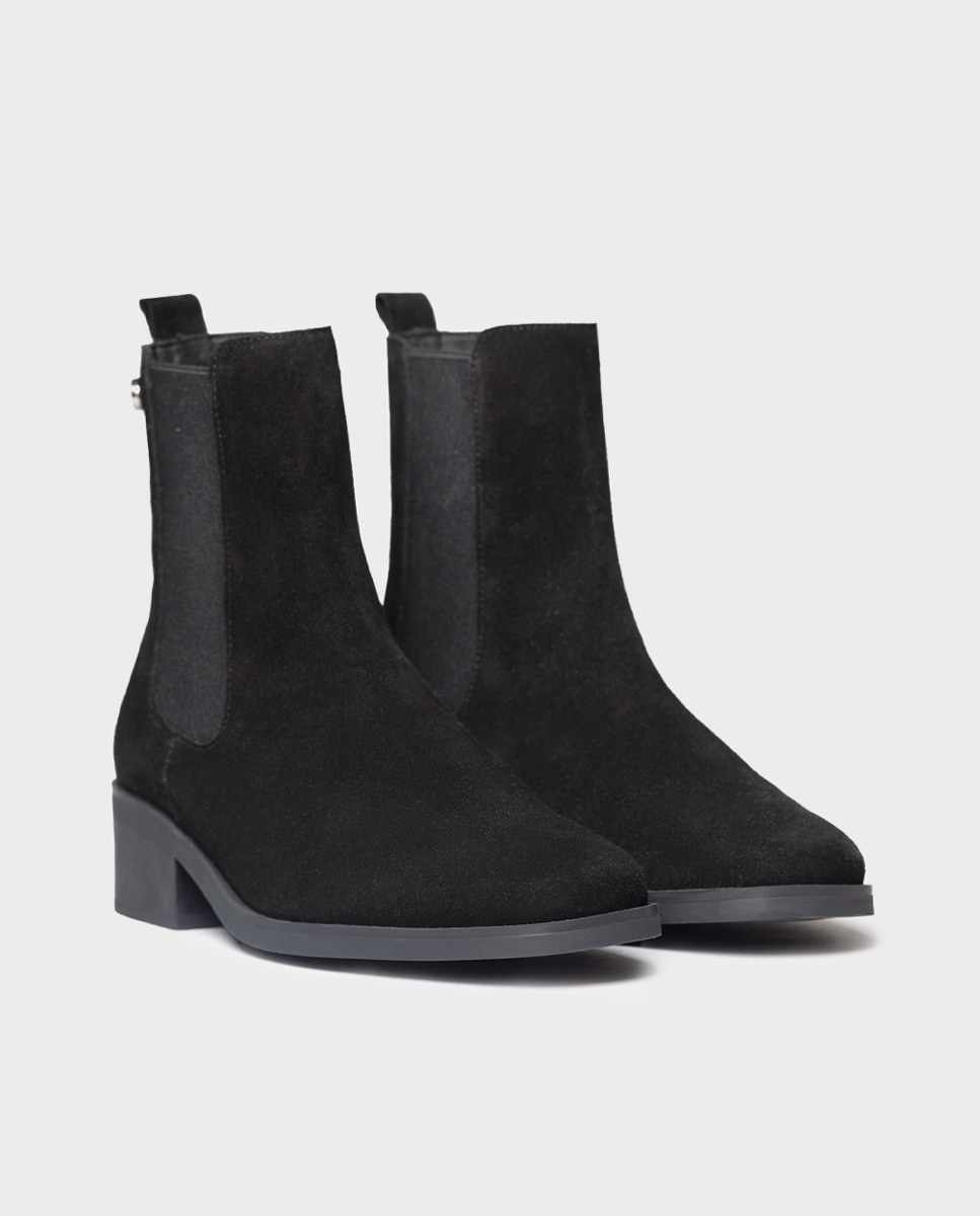 Botines chelsea de mujer de serraje con elásticos - Toni Pons - Negro Negro-4