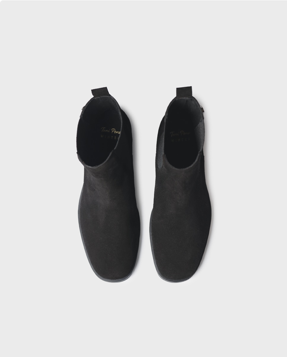 Botines chelsea de mujer de serraje con elásticos - Toni Pons - Negro Negro-3