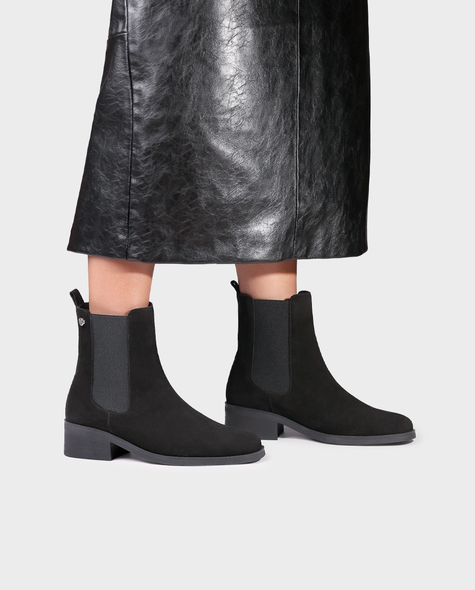 Botines chelsea de mujer de serraje con elásticos - Toni Pons - Negro Negro-2