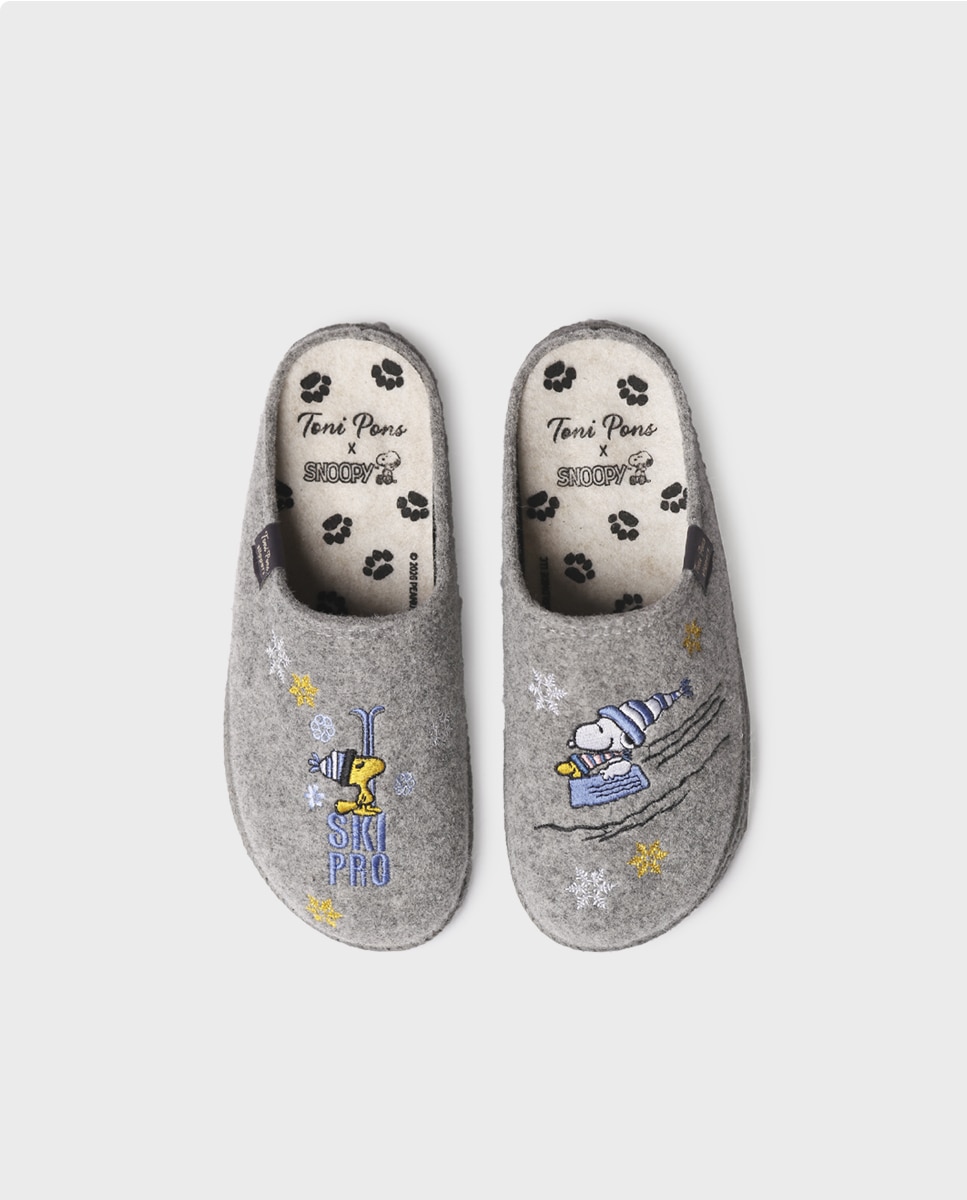 Zapatillas de casa de mujer de fieltro de snoopy - Toni Pons - Gris Gris-3