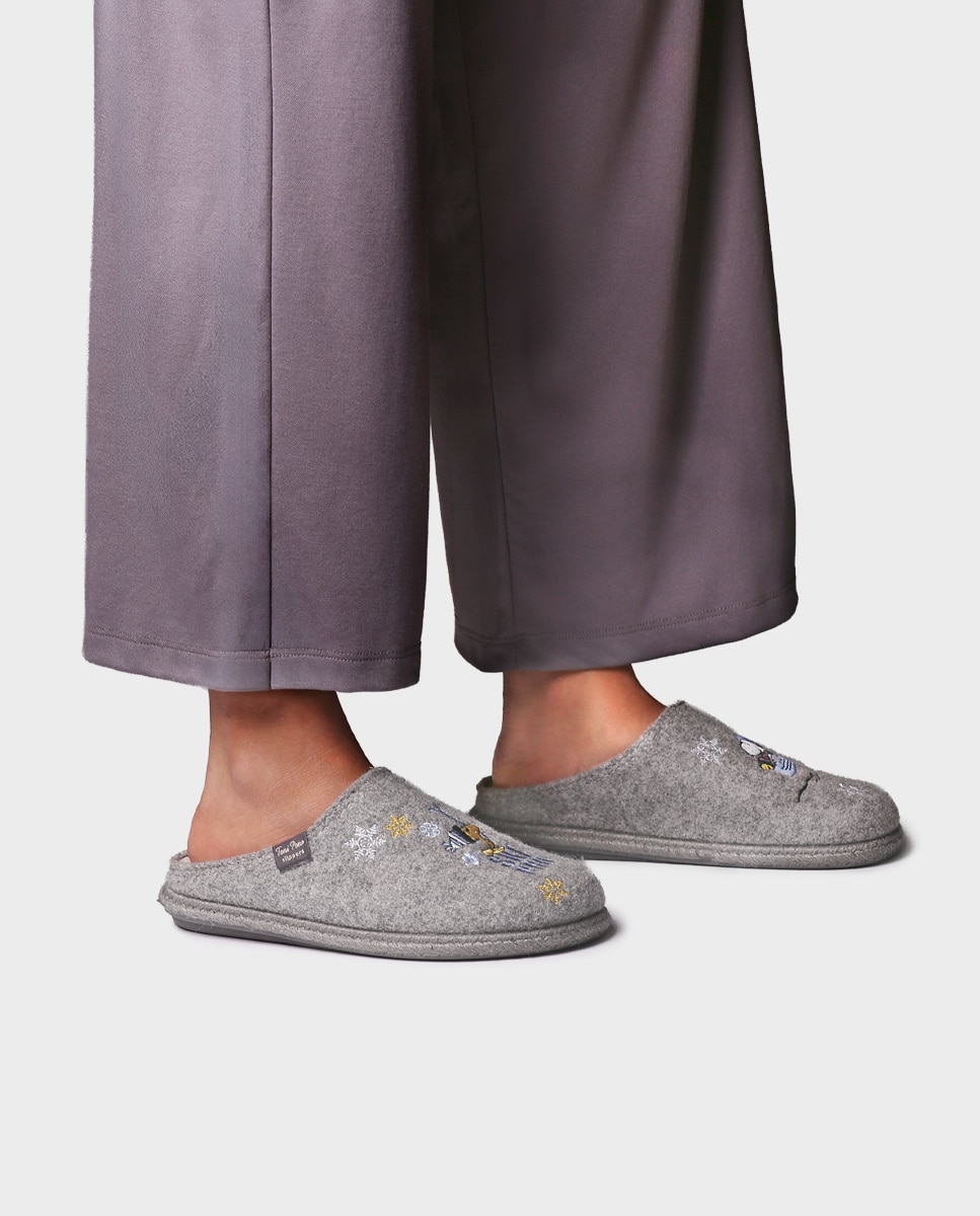 Zapatillas de casa de mujer de fieltro de snoopy - Toni Pons - Gris Gris-2