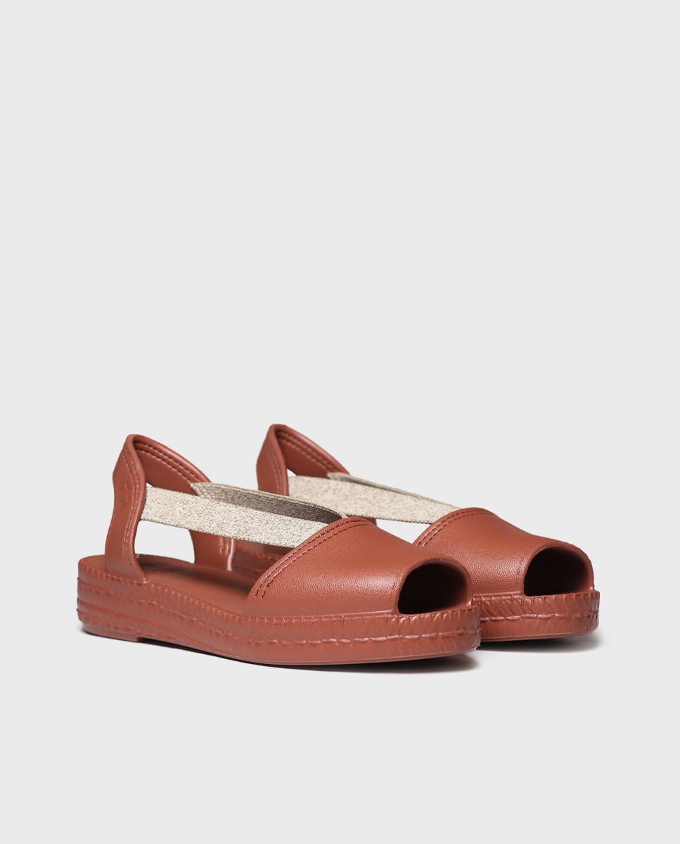 Sandalia plana para mujer en eva con elásticos - Toni Pons - Naranja Naranja-4