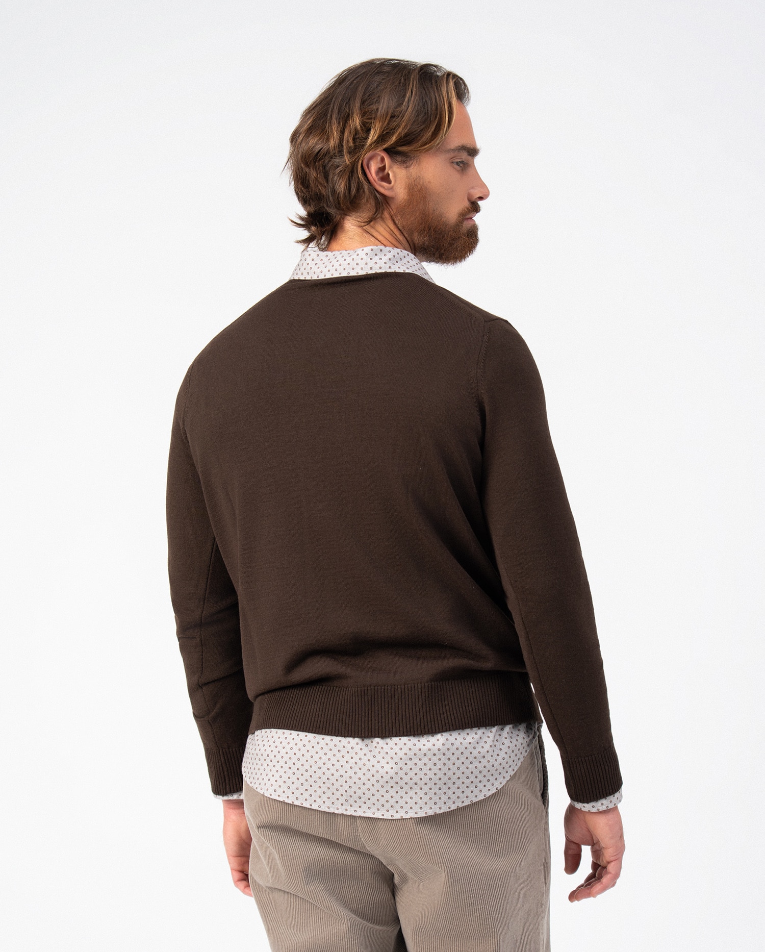 Imagen 6 de Jersey de hombre con cuello pico en punto tricot liso y costuras menguadas - Etiem - Multicolor Multicolor