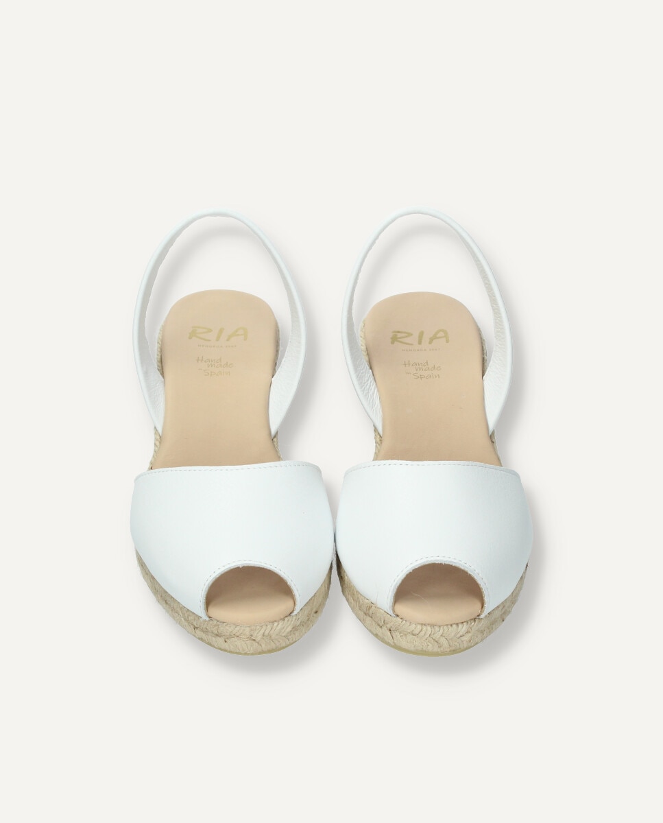 Alpargatas de cuña de mujer de piel vacuna - Ria Menorca - Blanco Blanco-2