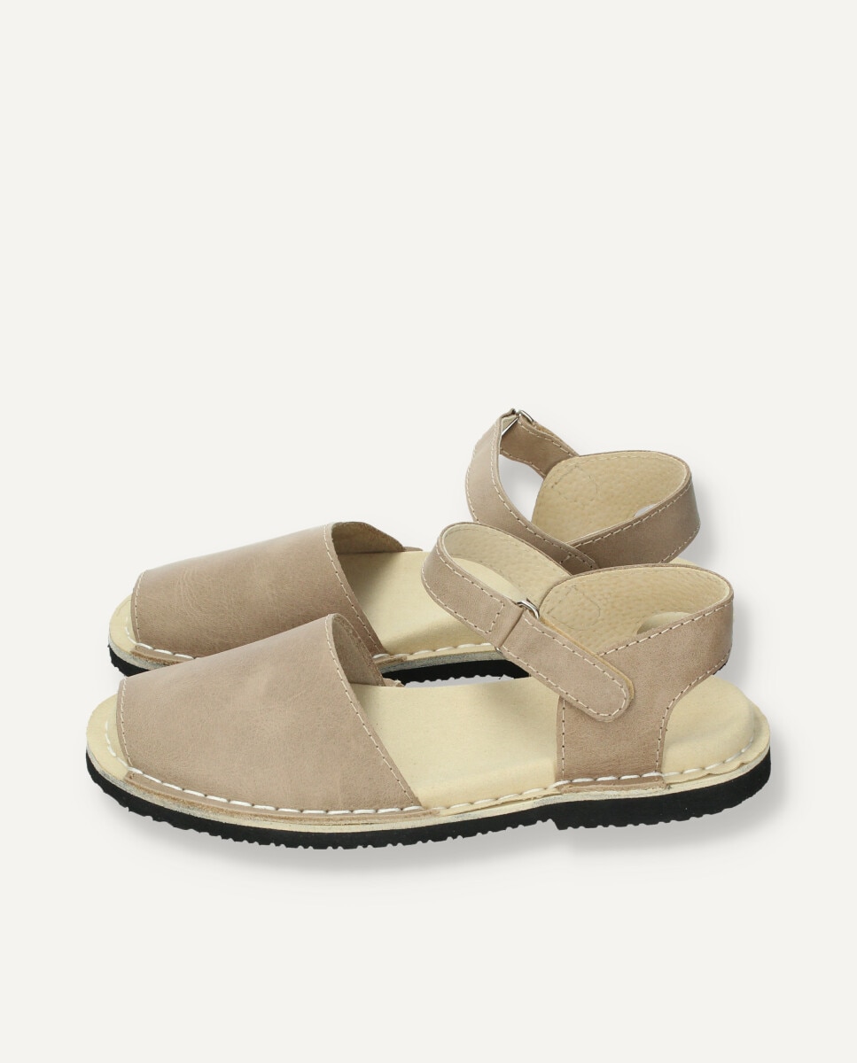 Menorquinas de hombre en piel con cierre adherente - Ria Menorca - Beige / Blanco Beige / Blanco-2