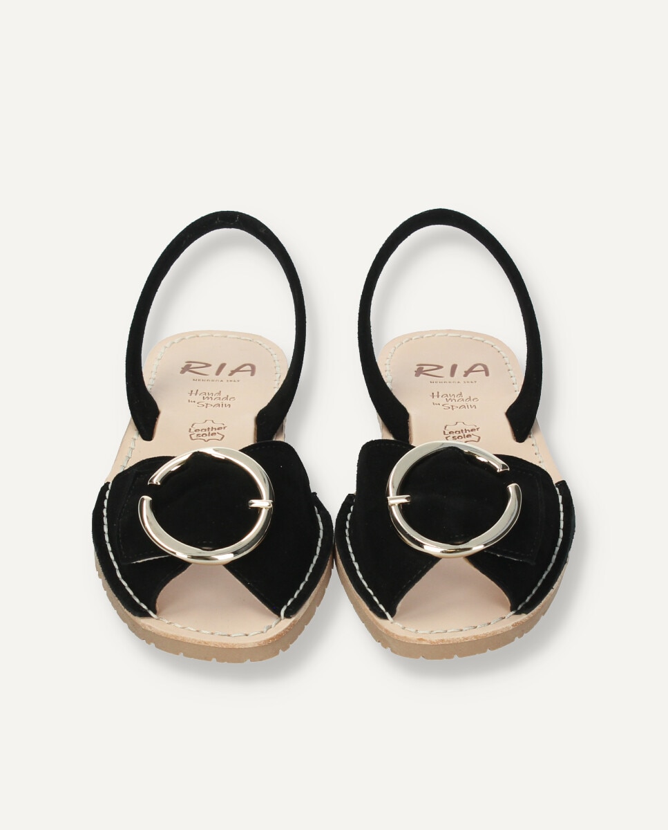 Menorquinas de mujer en piel de color oro - Ria Menorca - Negro Negro-4