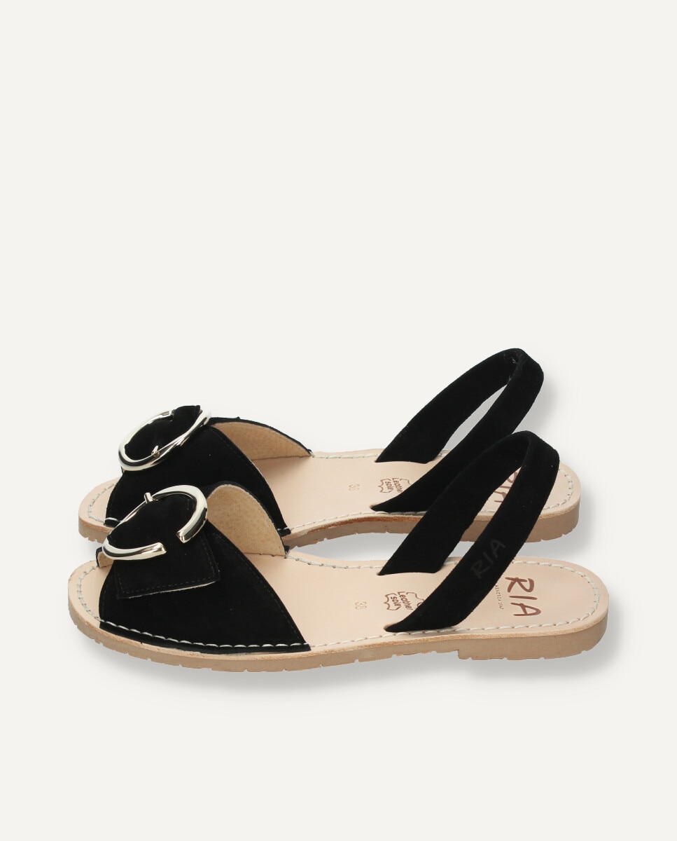 Menorquinas de mujer en piel de color oro - Ria Menorca - Negro Negro-5