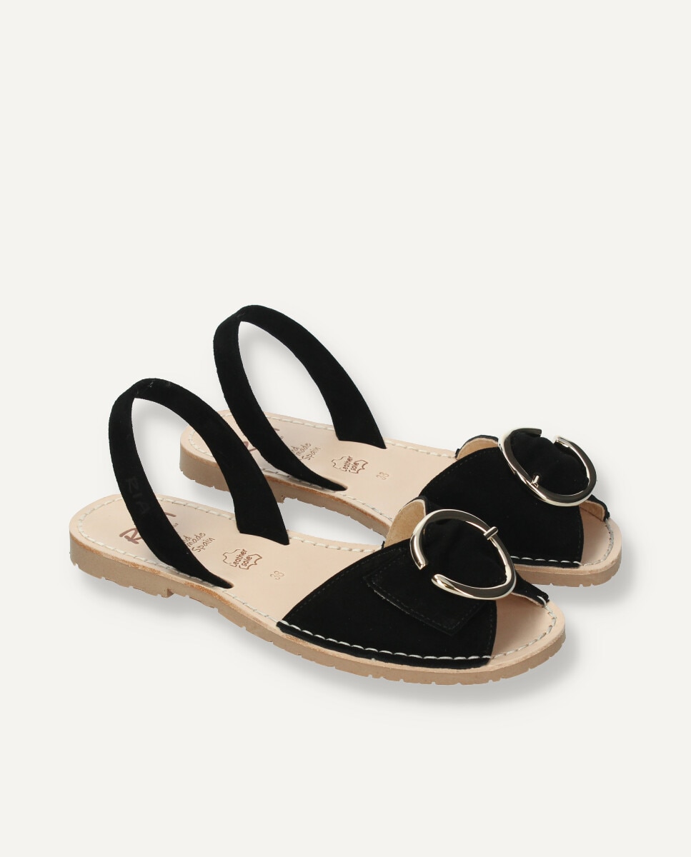 Menorquinas de mujer en piel de color oro - Ria Menorca - Negro Negro-6