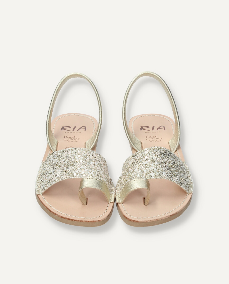 Sandalias planas de mujer en piel - Ria Menorca - Oro Oro-4
