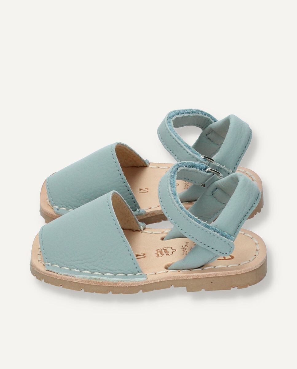 Menorquinas de bebés de piel vacuna - Ria Menorca - Azul claro Azul claro-4