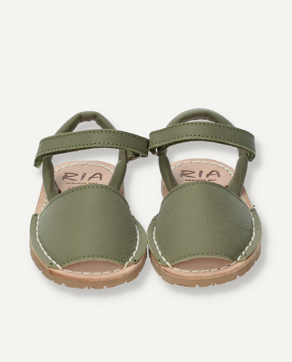 Menorquinas de bebés de piel vacuna - Ria Menorca - Verde militar Verde militar-2