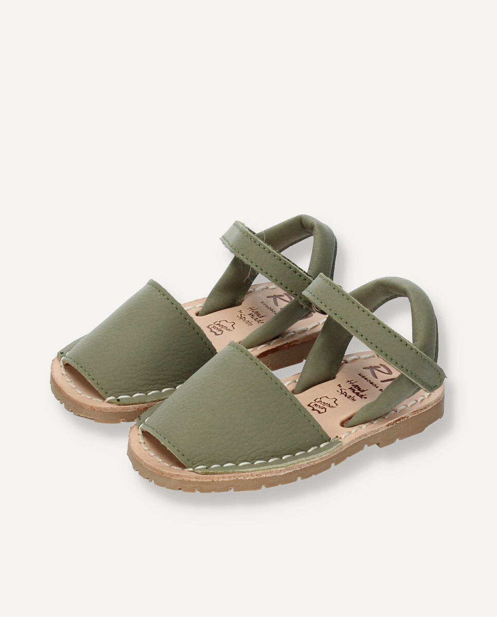 Menorquinas de bebés de piel vacuna - Ria Menorca - Verde militar Verde militar-3