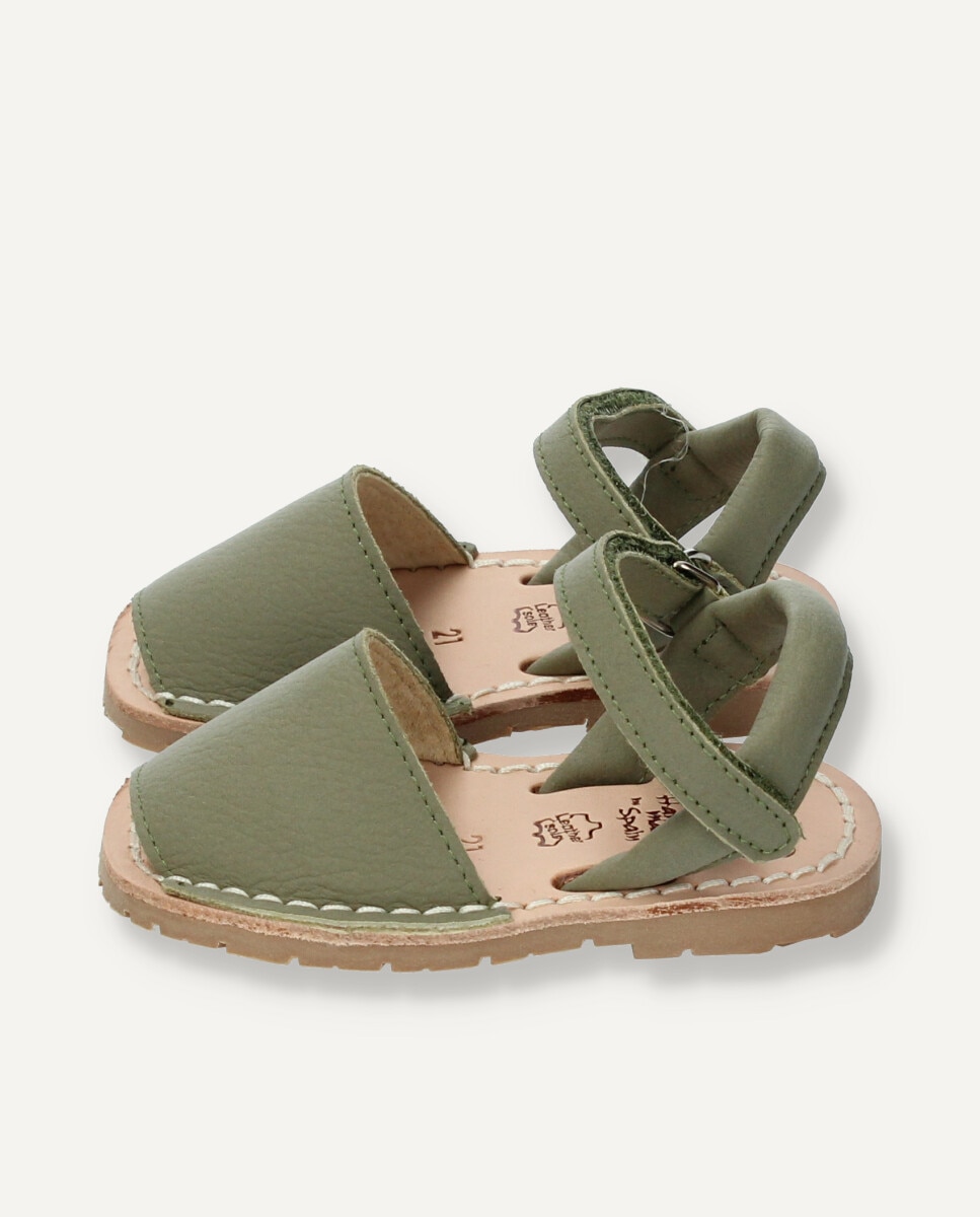 Menorquinas de bebés de piel vacuna - Ria Menorca - Verde militar Verde militar-4