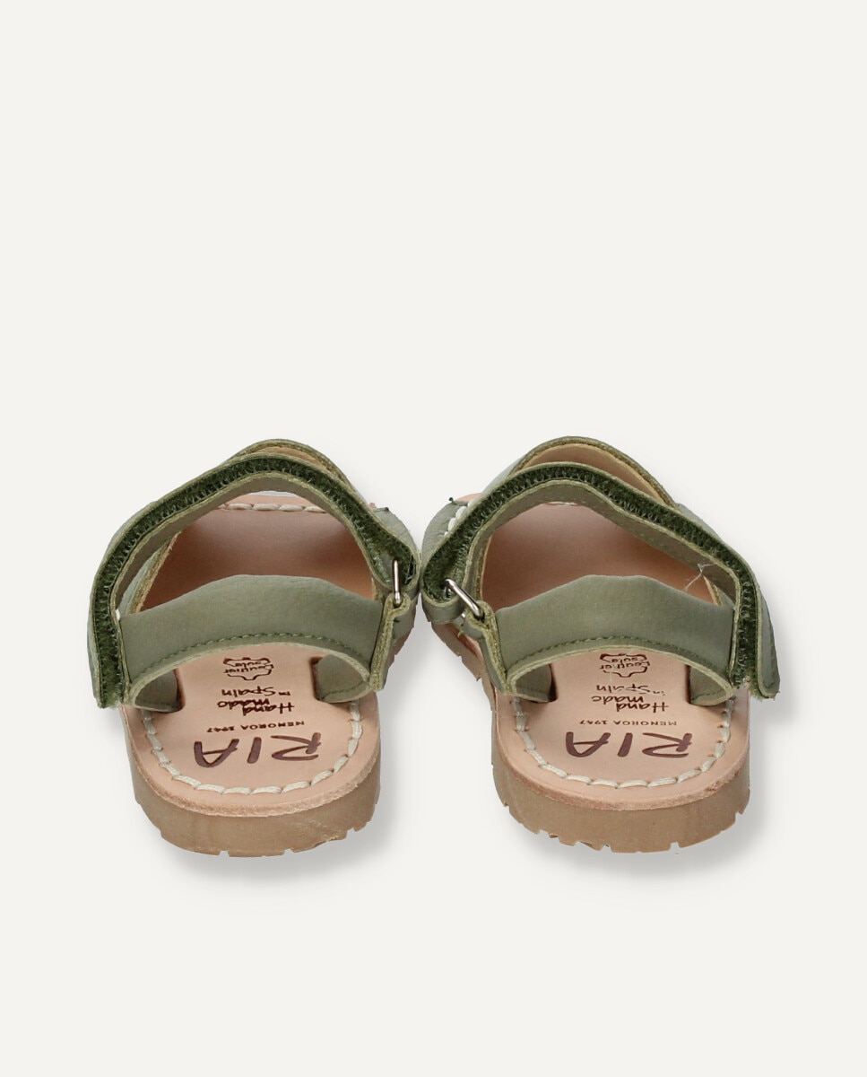 Menorquinas de bebés de piel vacuna - Ria Menorca - Verde militar Verde militar-5
