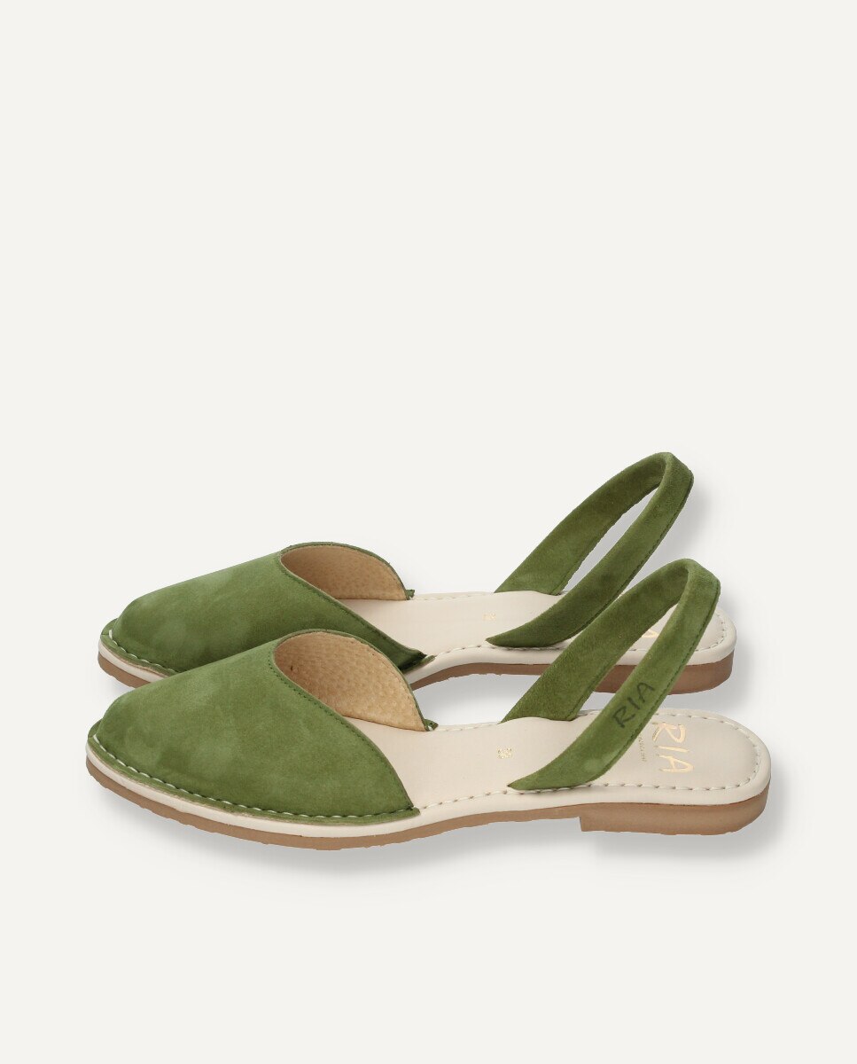 Menorquinas de mujer en piel con la punta cerrada - Ria Menorca - Verde militar Verde militar-4