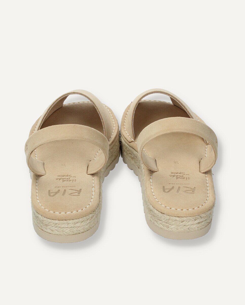 Menorquinas de mujer en piel con plataforma de yute - Ria Menorca - Beige Beige-5
