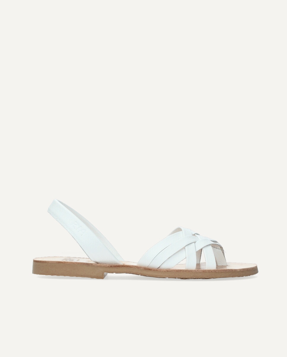 Sandalias planas de mujer en piel vacuna - Ria Menorca - Blanco Blanco-1