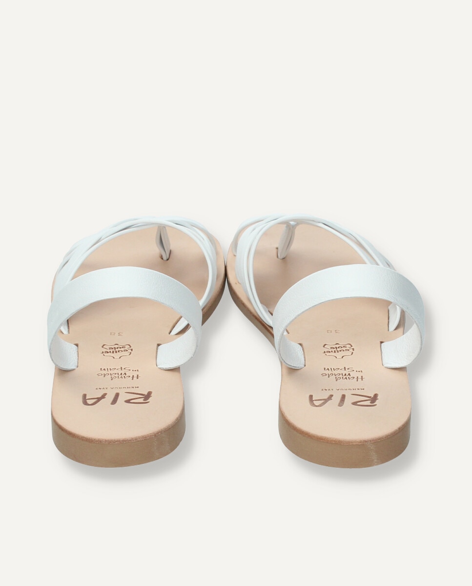 Sandalias planas de mujer en piel vacuna - Ria Menorca - Blanco Blanco-2