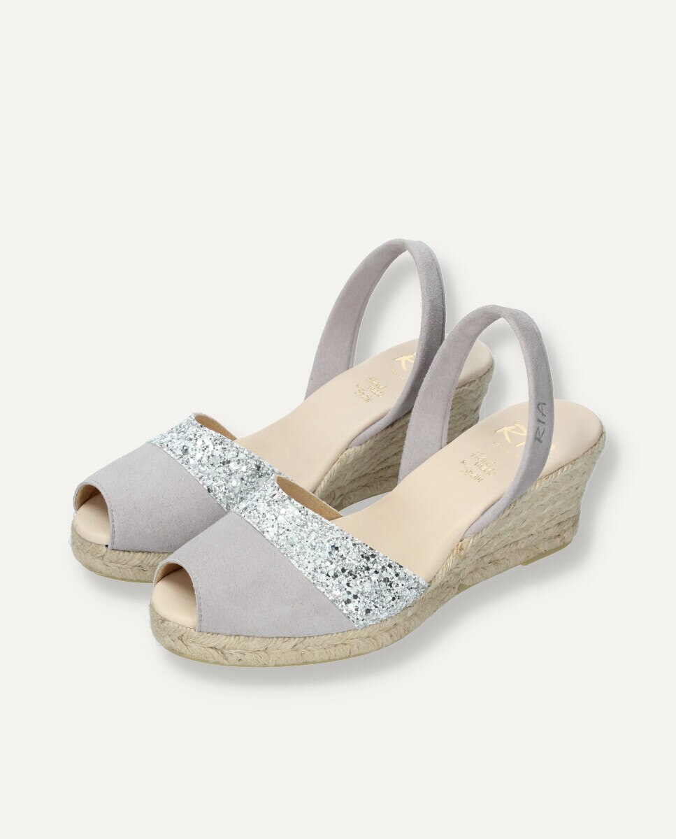 Menorquina esparto combinada en glitter - Ria Menorca - Gris claro Gris claro-2