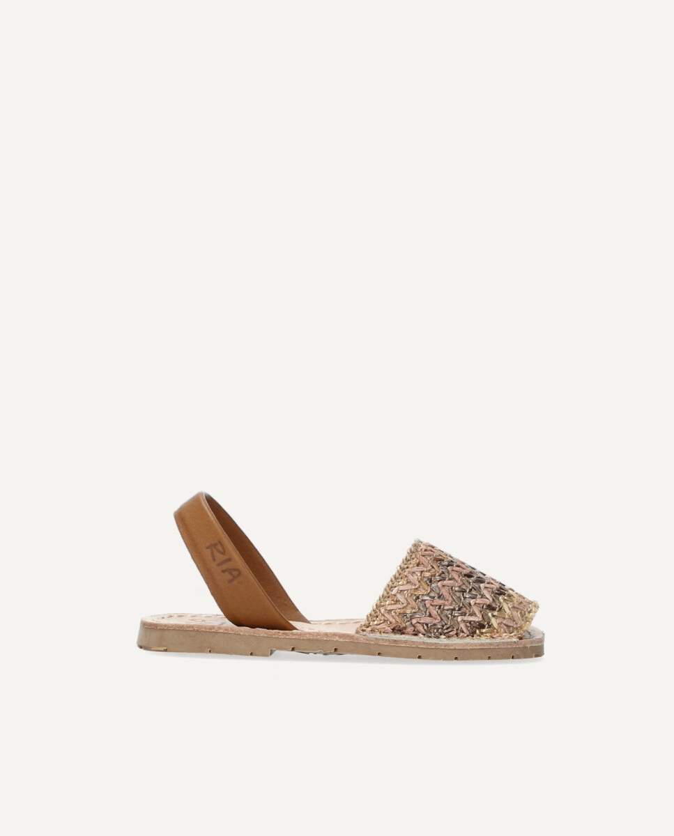 Menorquinas unisex combinandas en tejido multicolor y piel - Ria Menorca - Estampado Estampado-1