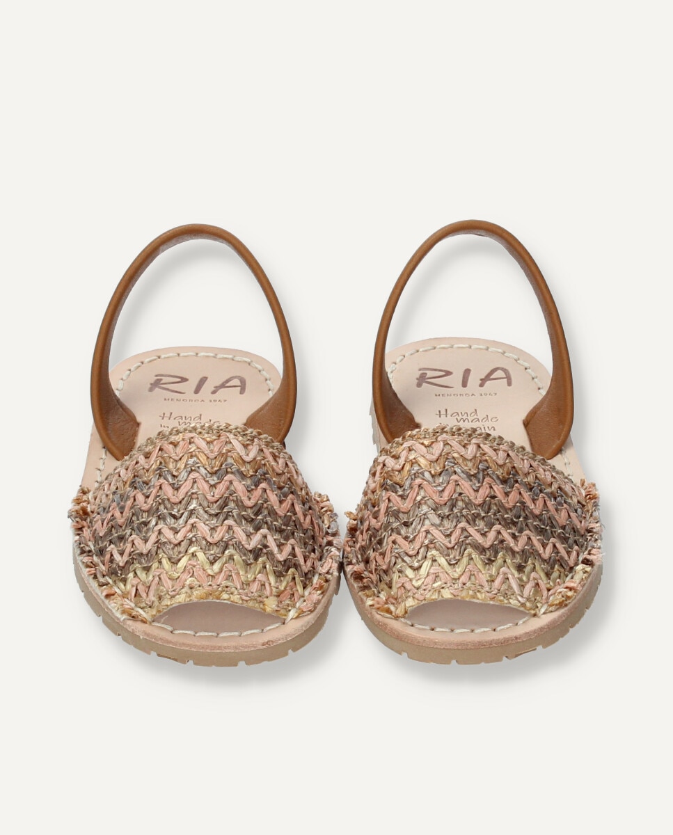 Menorquinas unisex combinandas en tejido multicolor y piel - Ria Menorca - Estampado Estampado-2