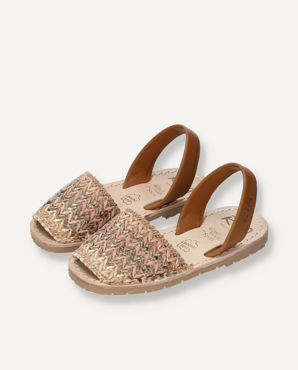 Menorquinas unisex combinandas en tejido multicolor y piel - Ria Menorca - Estampado Estampado-3